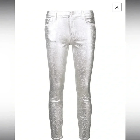 J Brand metallic silver skinny jeans - Picture 3 of 11